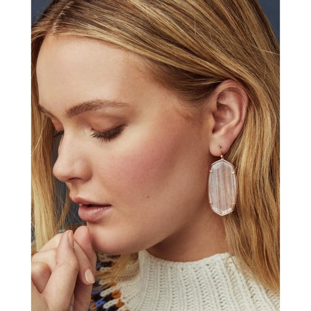 ✨ NEW Kendra Scott Danielle Statement Earrings in Gold Dusted Pink Illus…